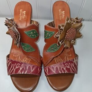 Spring Step Women's Brown and Red Sandals
